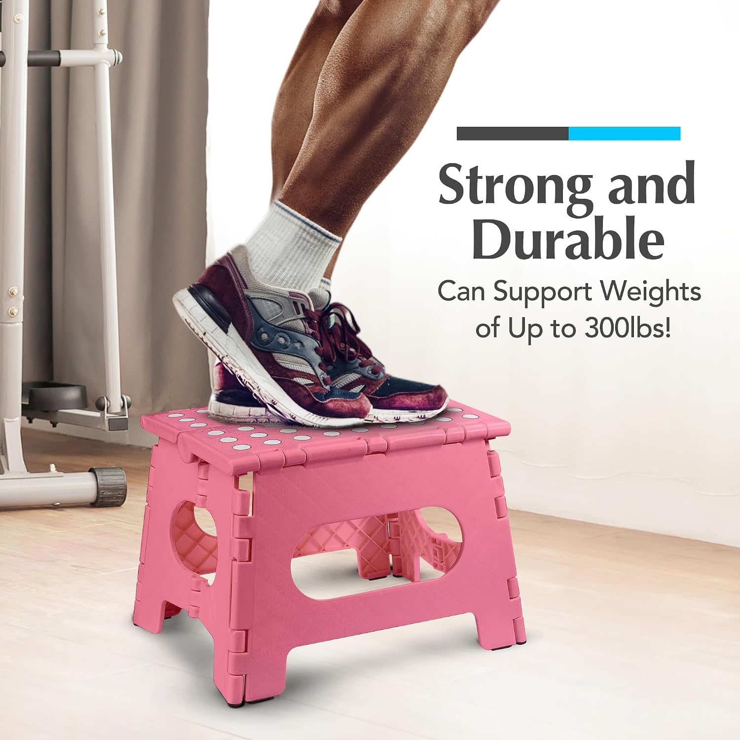 Handy Laundry Folding Step Stool 9 Inch, Black, Non-Slip Holds 300 lbs | 9 Inch, Black, Foldable Collapsible Step Stool, Non-Slip, Holds 300 lbs, Kitchen Bathroom Bedroom, Adults