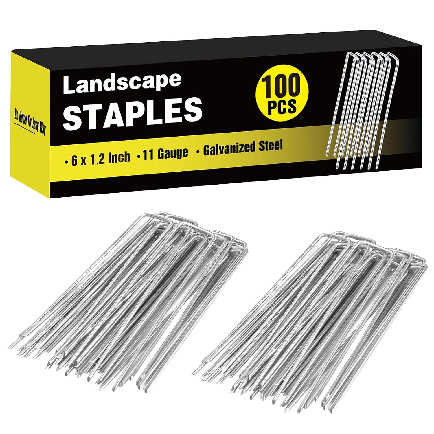 HongWay 240 Pack Landscape Staples 6 Inch, Galvanized Garden Stakes