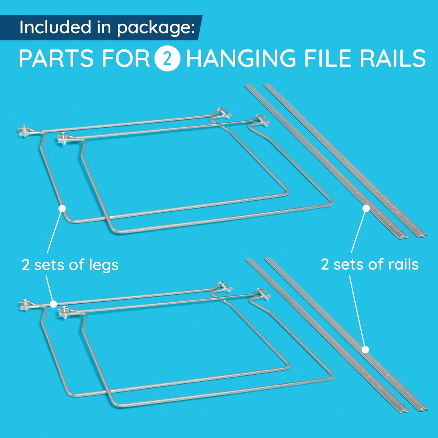 Blue Summit Supplies Hanging File Bars, Letter Size, Steel, Set of 2