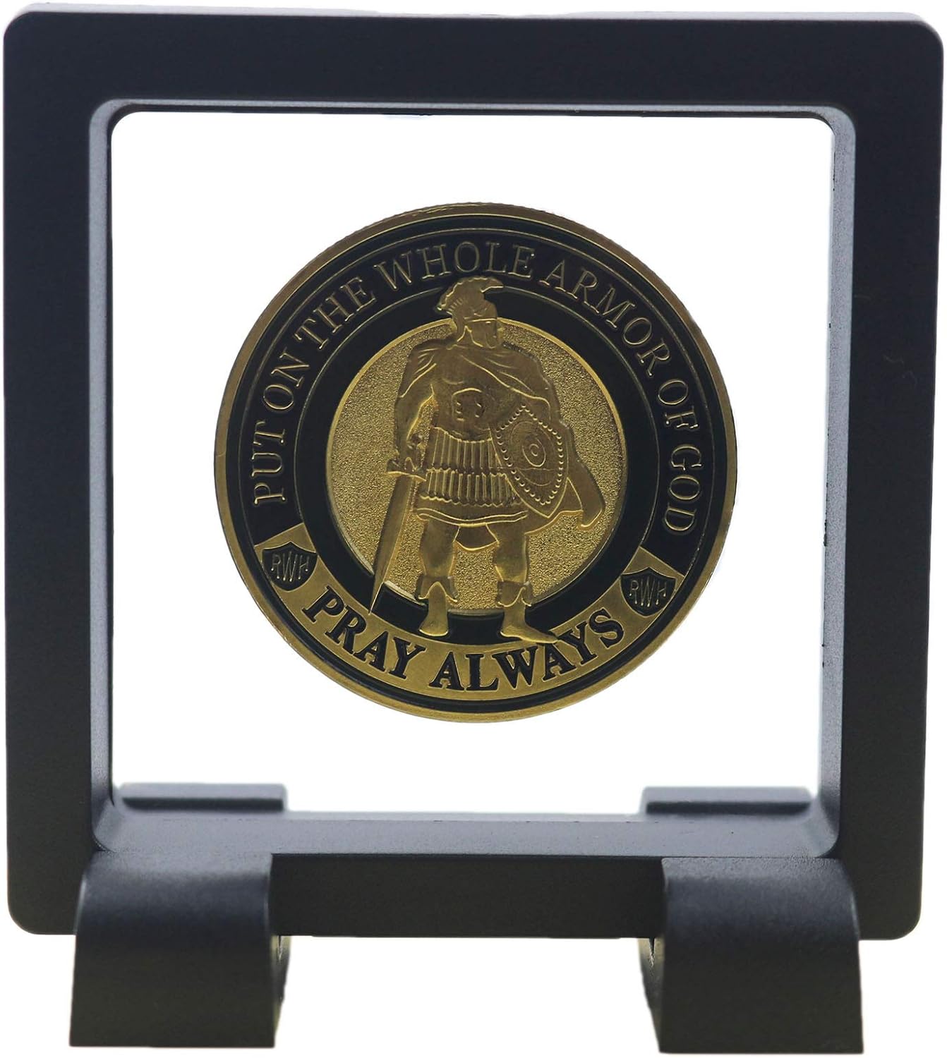 Challenge Coin Holder, Single Coin Display Case, 3D Floating Clear Frame with Feet Stand, Postage Stamp Jewelry Medallion Specimen Medal Holder Box