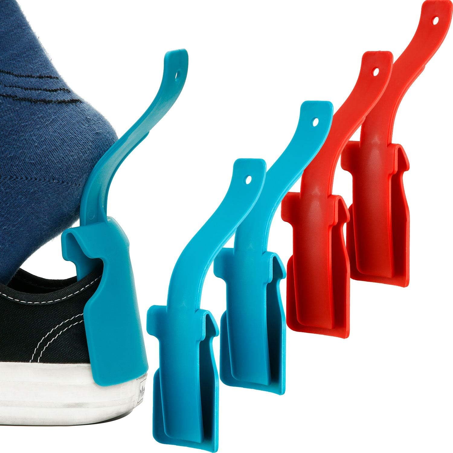 Boao 4 Pcs Lazy Shoe Helper Bulk Easy on Easy off Plastic Shoehorn