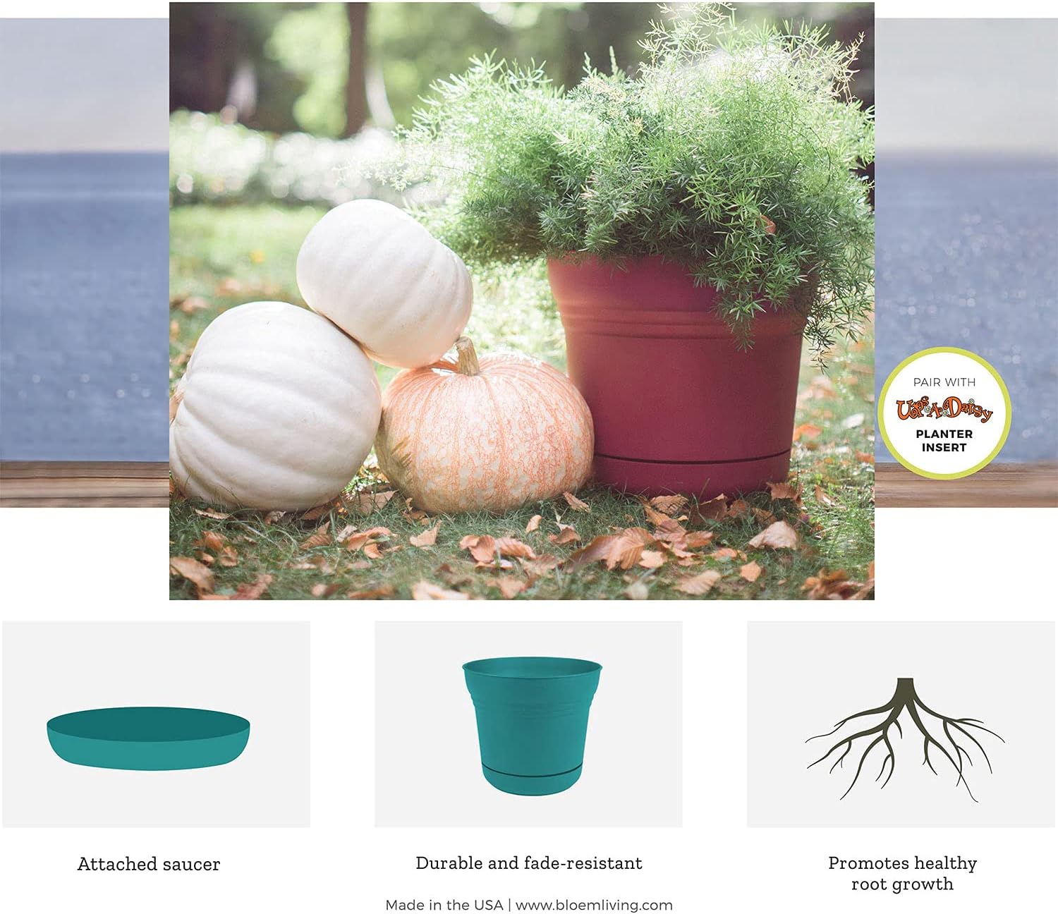 Bloem Saturn Planter with Saucer, 10", Calypso (SP1027)