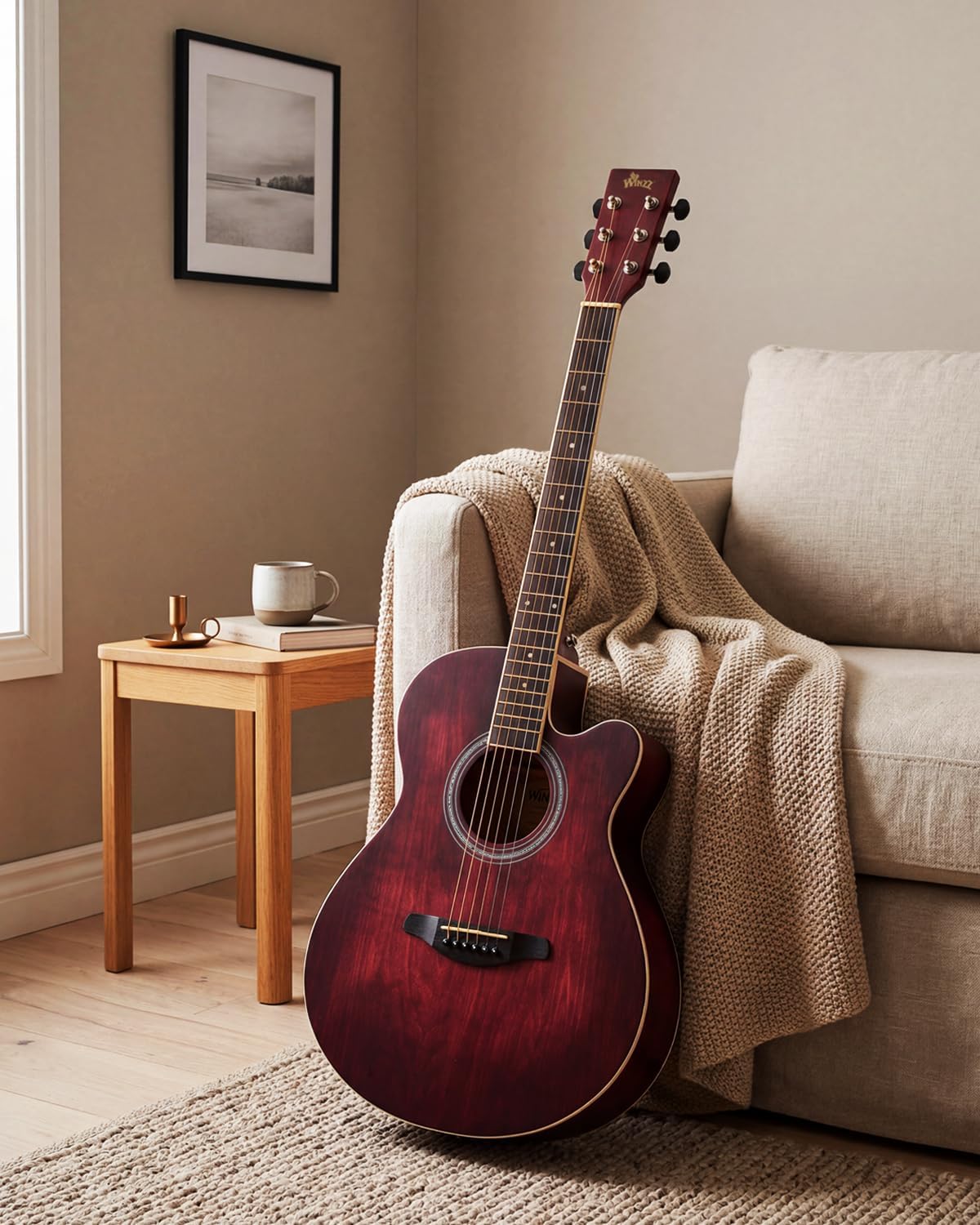 Winzz 40 Inches Acoustic Steel-string Guitar Beginner, Elegant Unique Color Design (Blue-green)