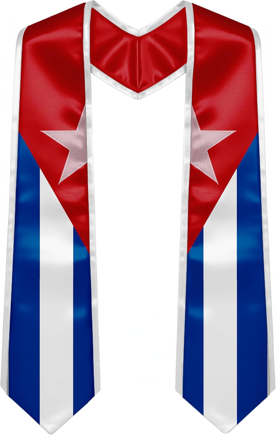 YOXEULL National Flag Embroidered Graduation Stole with Trim, Graduation Sash Graduates Gift, 72"