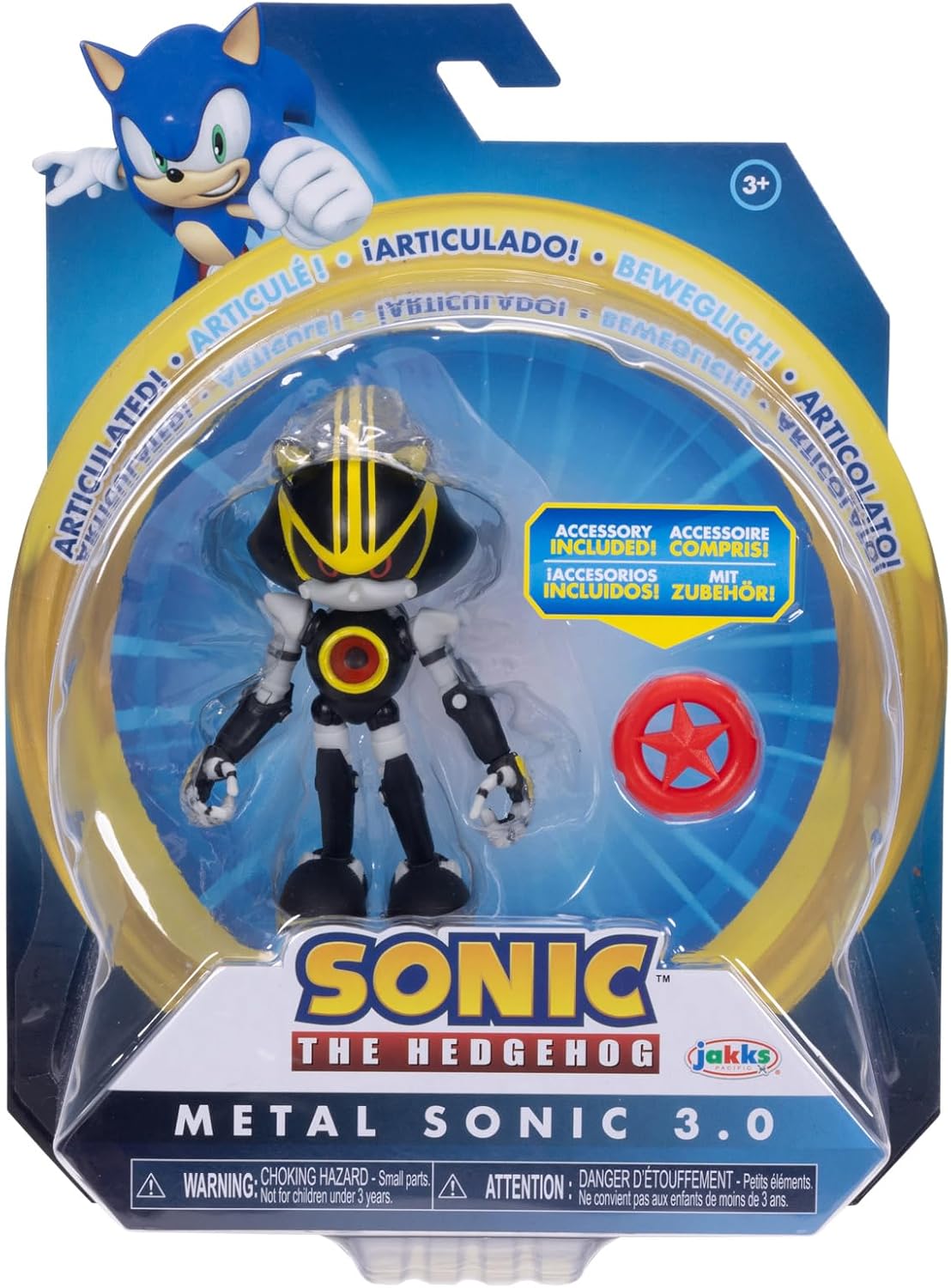 Sonic the Hedgehog 4-inch Metal Sonic 3.0 Action Figure with Red Star Accessory. Ages 3+ (Officially licensed by Sega)