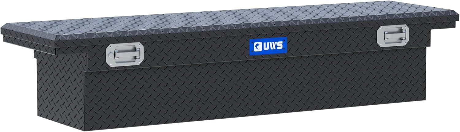 UWS EC10633 Pull Handle 72-Inch Matte Black Heavy-Wall Aluminum Truck Tool Box with Low Profile, RigidCore Lid