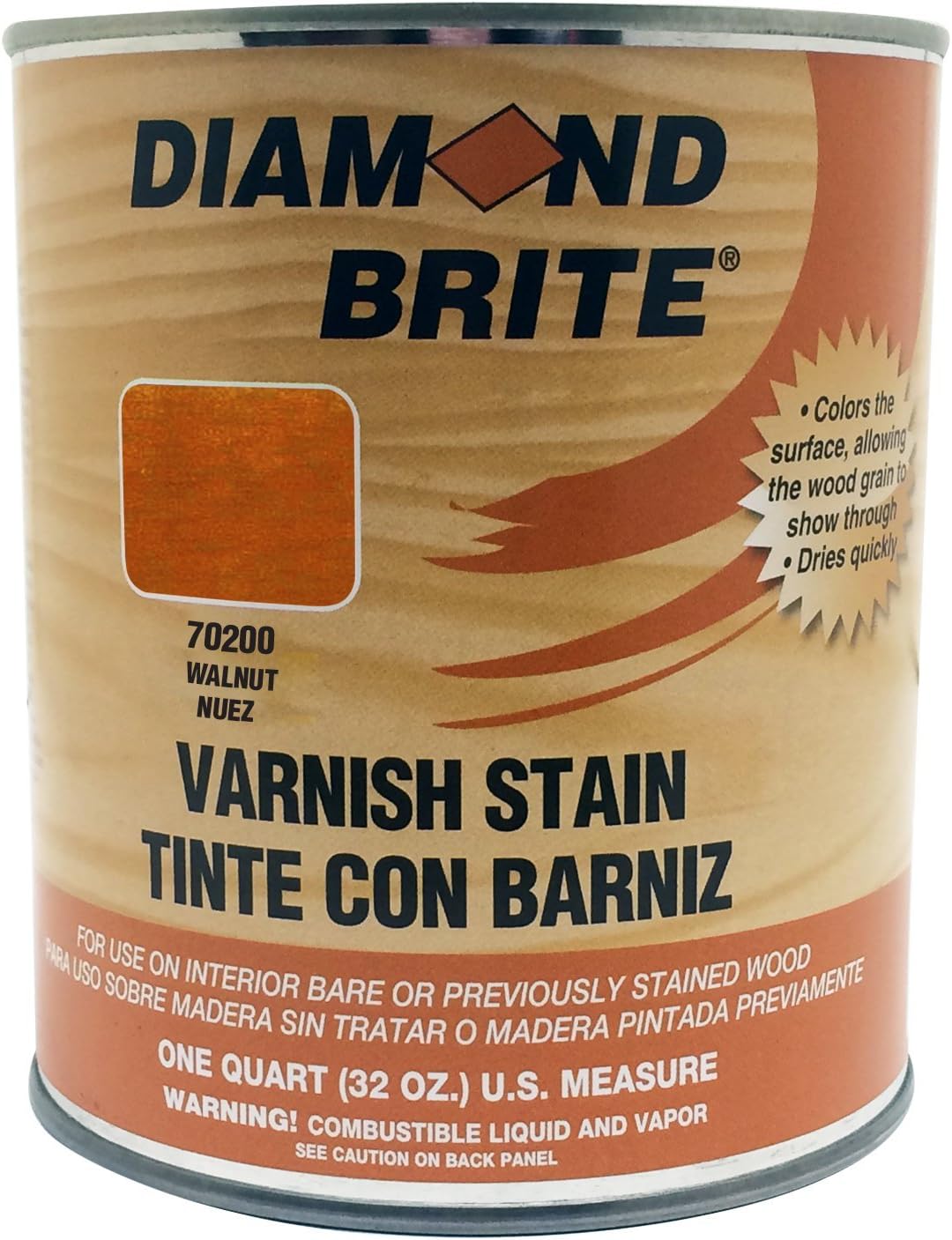 Diamond Brite Interior Varnish Stain, Walnut, 1 Gallon, 70200-1