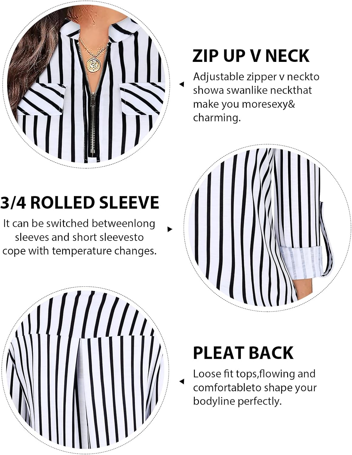 Tanst Sky Womens Casual Long Sleeve Zipped V Neck Plaid Tunic Blouses