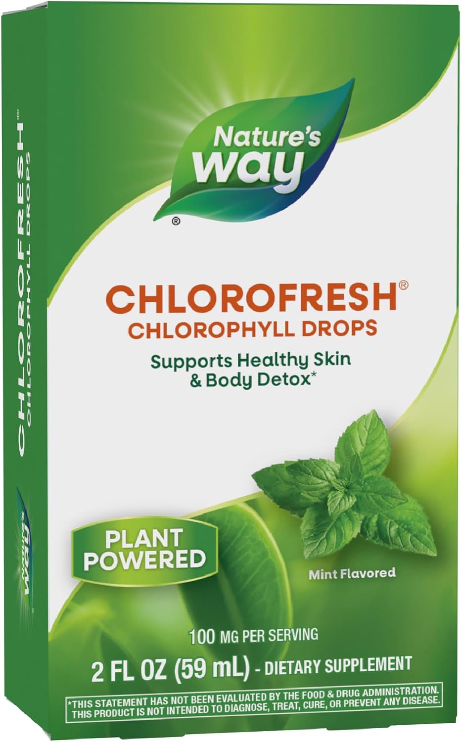 Nature's Way Chlorofresh Chlorophyll Drops, Mint Flavored, 2 Fl Oz | Supports Detox Pathways*, Liquid Chlorophyllin Copper Complex