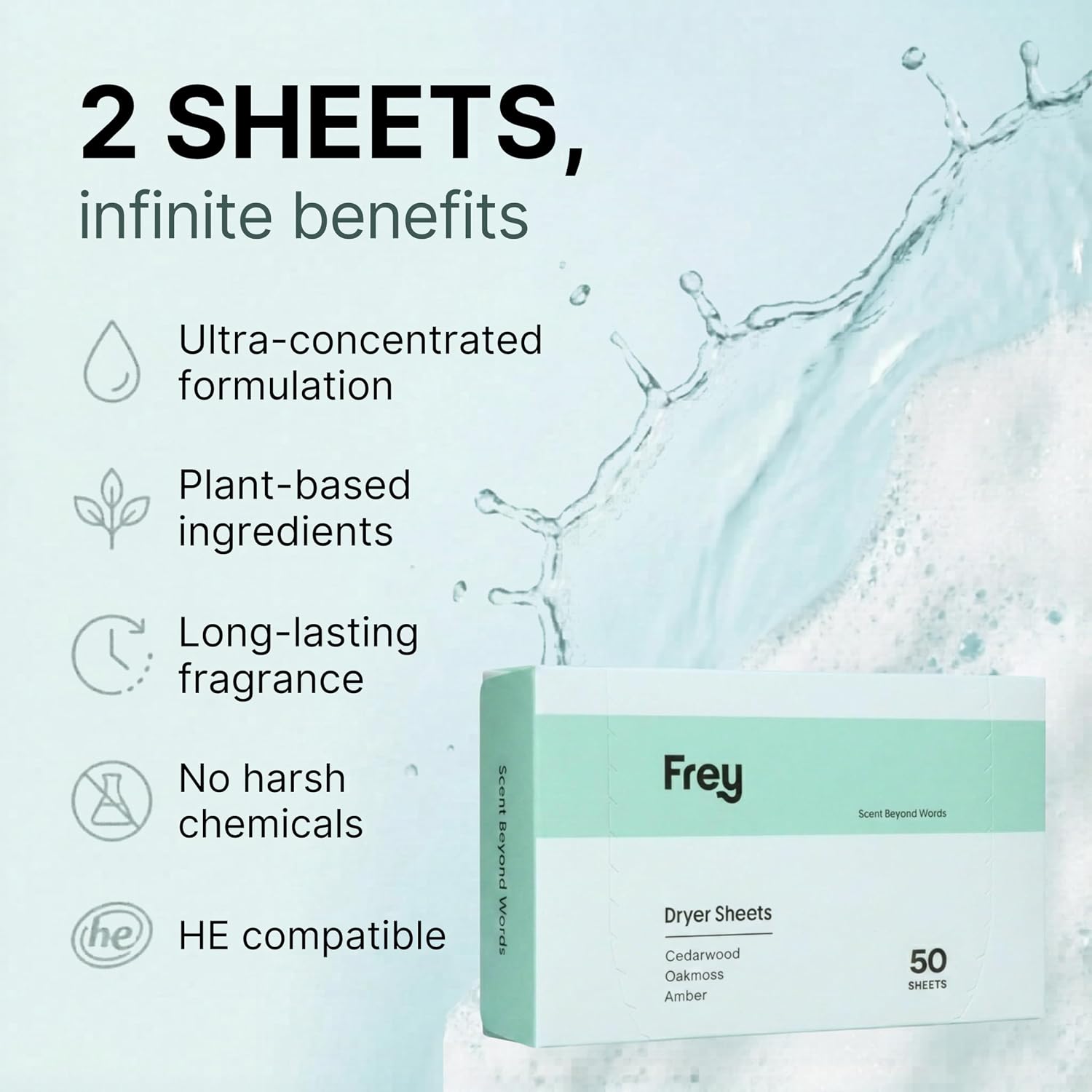 FREY Naturally Scented Dryer Sheets, 2-Pack, Cedar Grove