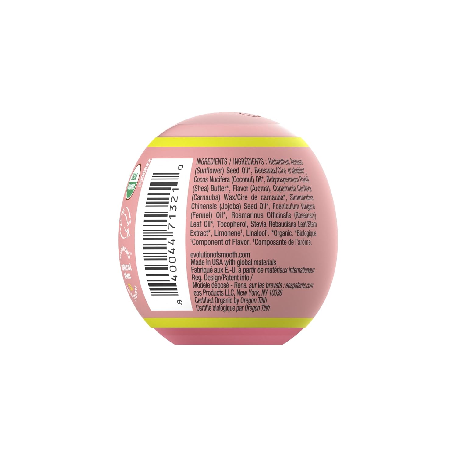 eos 100% Natural & Organic Lip Balm - Strawberry Sorbet, All-Day Moisture, Dermatologist Recommended for Sensitive Skin Care, Lip Care Products, 0.25 oz