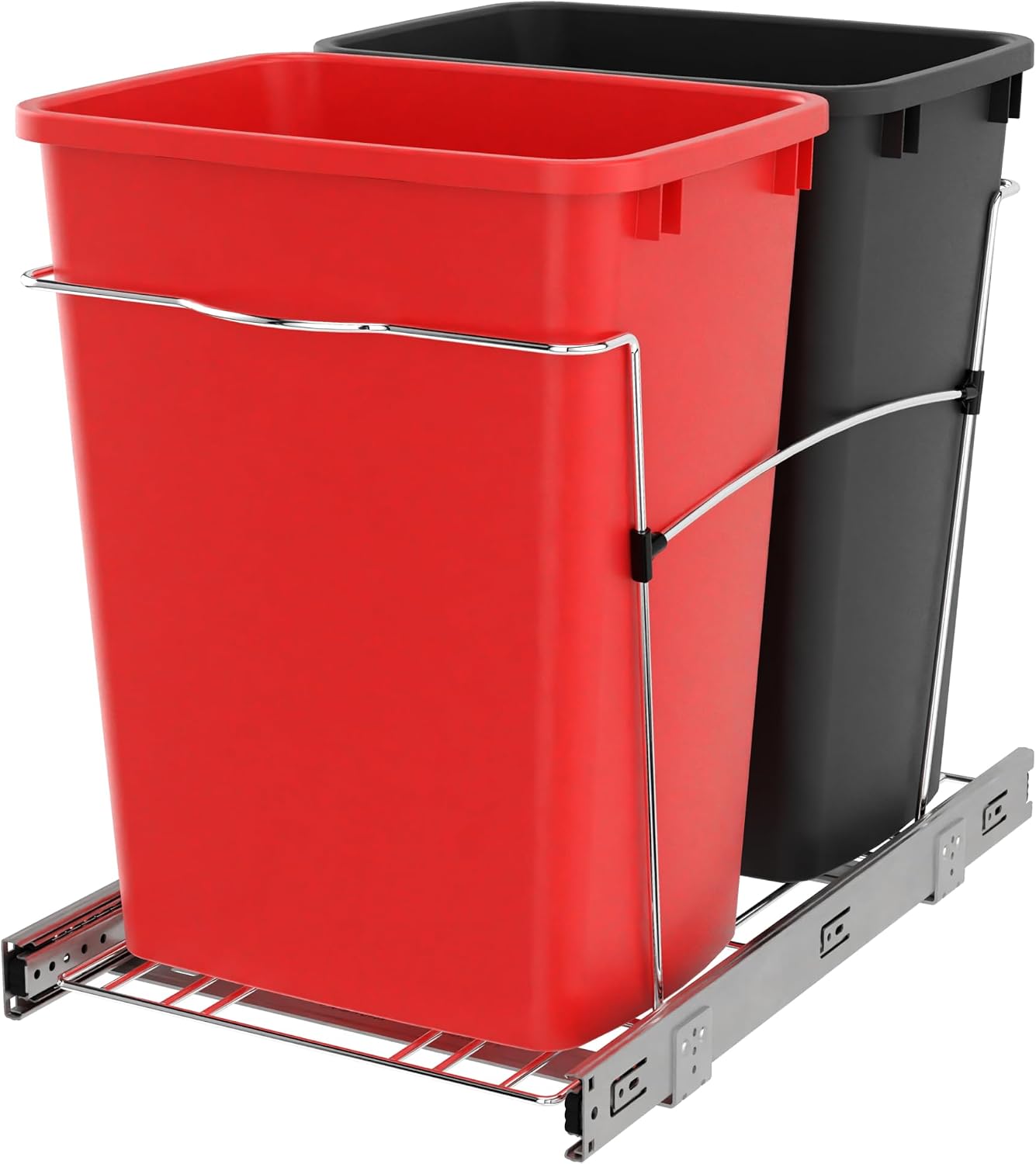 Rev-A-Shelf Double Pullout Garbage Trash Cans for Kitchen Cabinets, 35 Qt