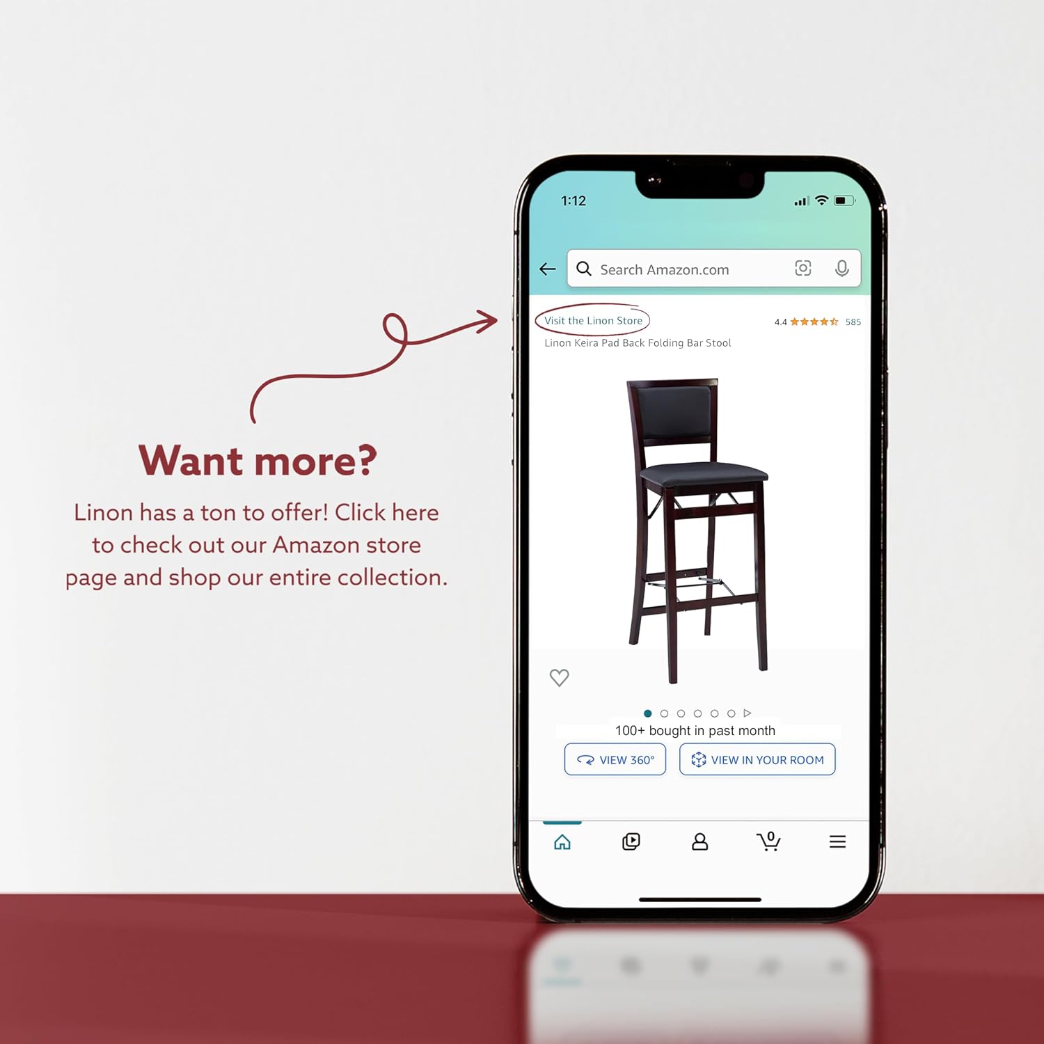 Linon Keira Pad Back Folding Bar Stool