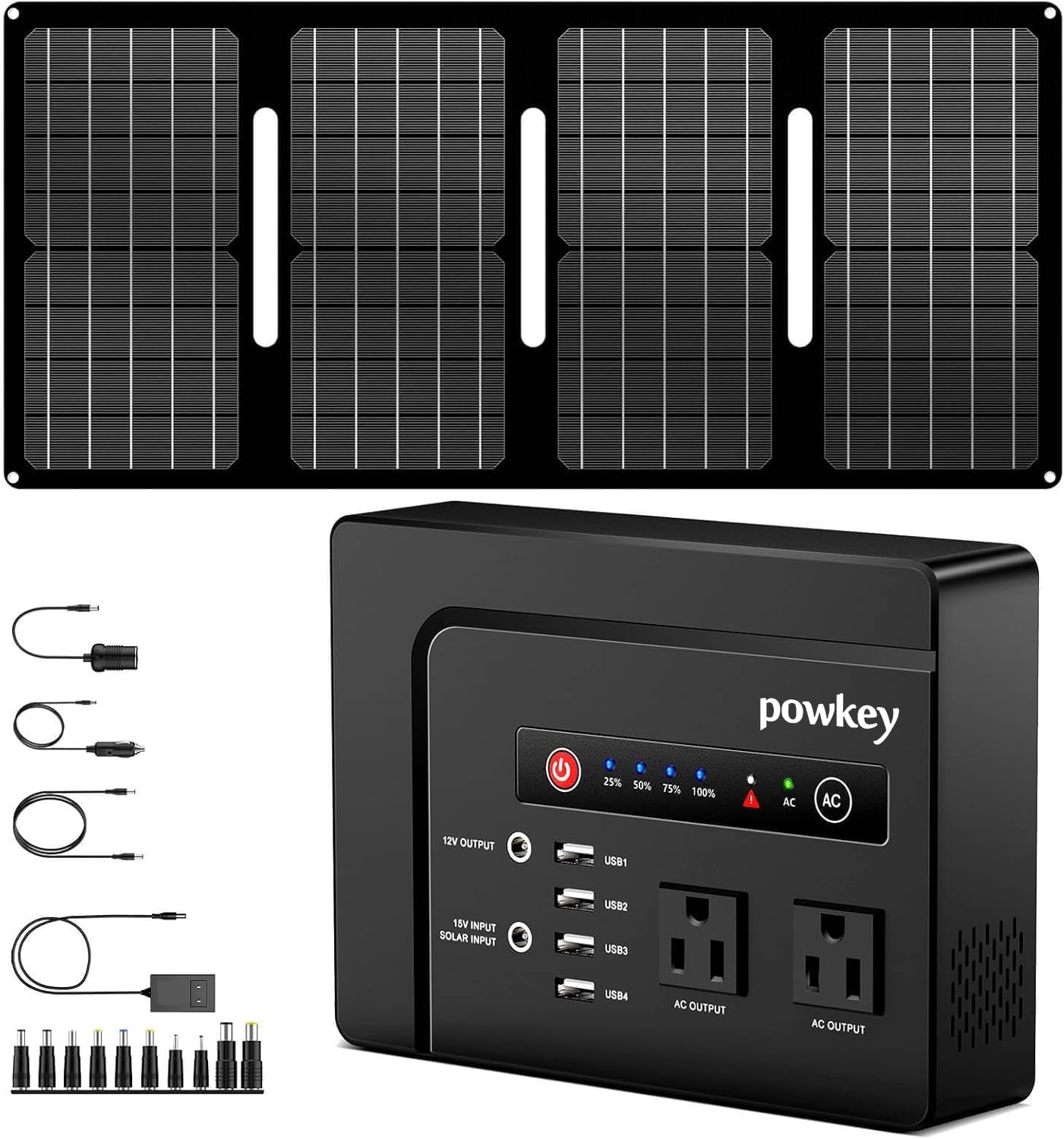 powkey 200W Portable Power Bank with AC Outlet 120V, 146Wh Power Station | Rechargeable Backup Lithium Battery Powered, Pure Sine Wave AC Outlet for Outdoor RV Trip Travel Home Office Emergency