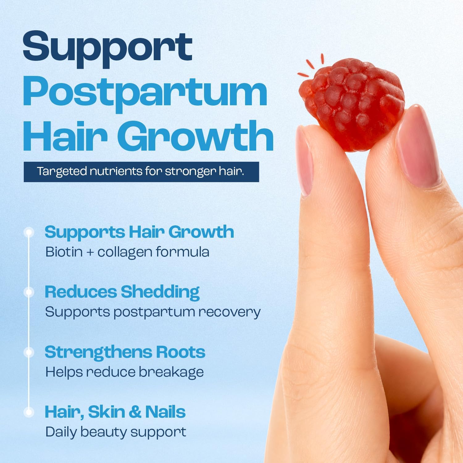 Baby Blues Postpartum Hair Loss Vitamins & Gummies for Women, Biotin & Collagen for Hair Growth Support, Thinning Hair Support