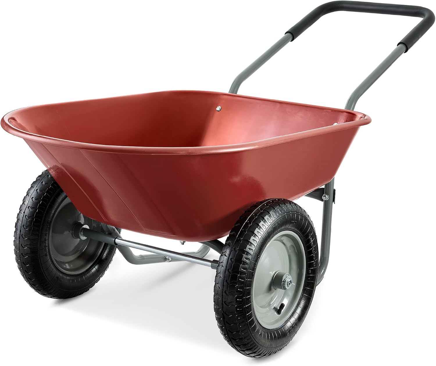 Best Choice Products Dual-Wheel Home Utility Yard Wheelbarrow Garden Cart w/Built-in Stand for Lawn, Gardening, Construction - Green