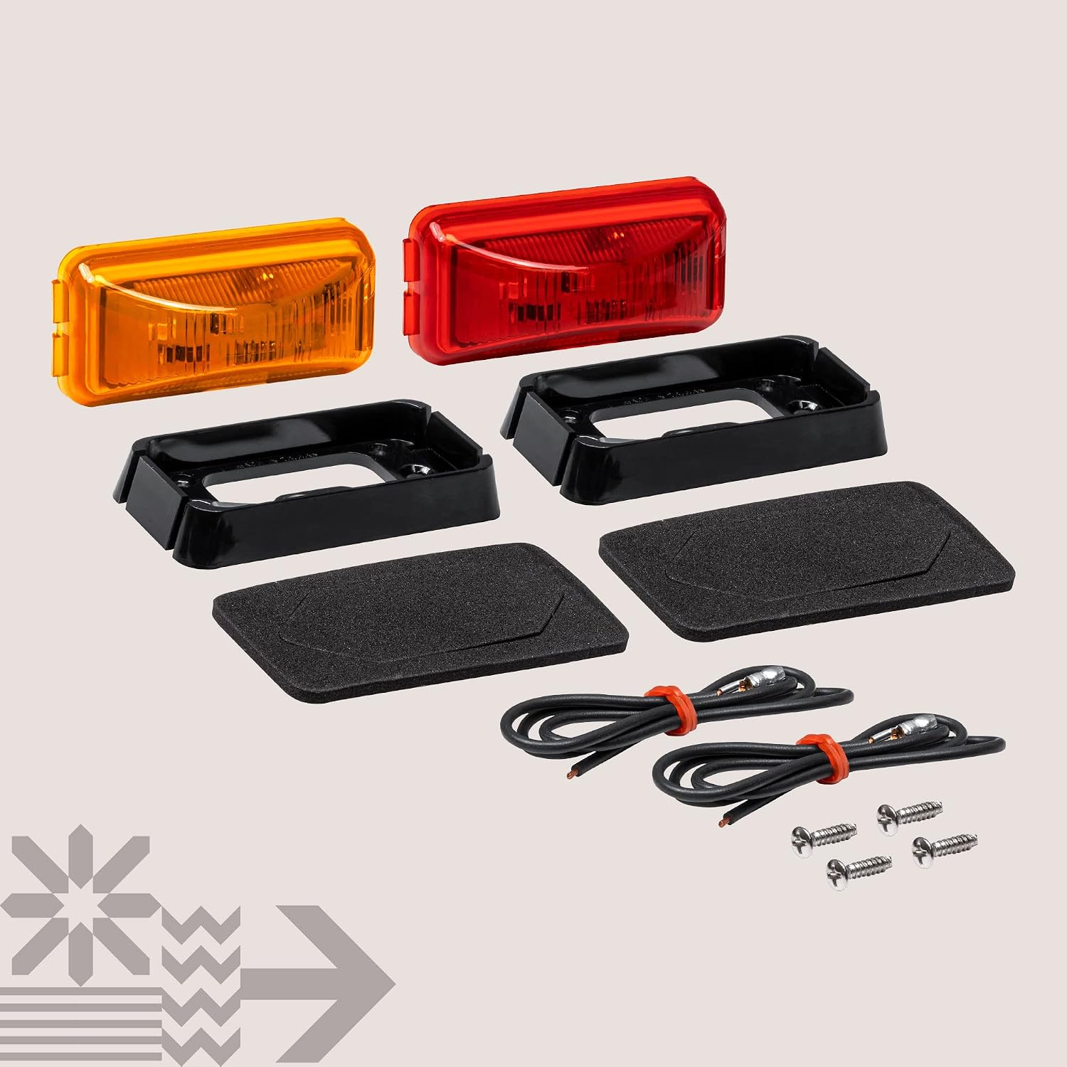 TRUE MODS 2pc 2.5" Amber Rectangle LED Trailer Marker Lights for Truck RV