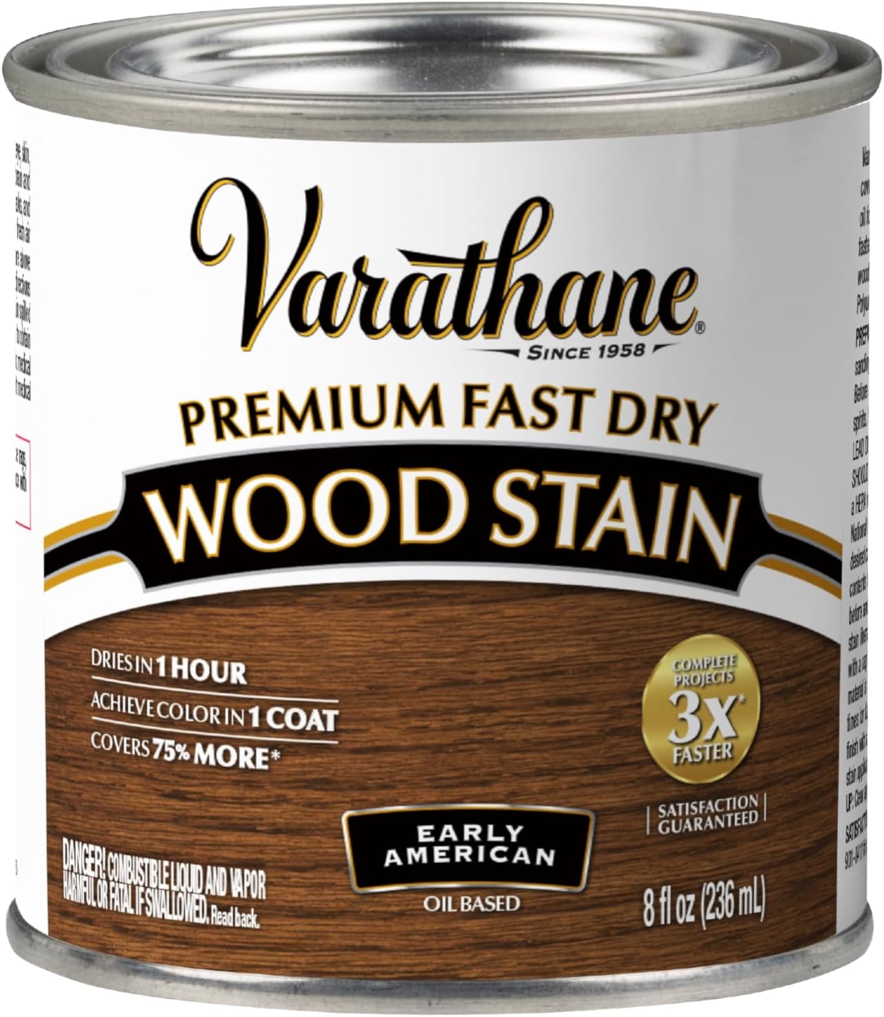 Varathane Premium Fast Dry Weathered Gray Wood Stain | Oil-Based, 1 Coat Color, 1 Hour Dry Time, Interior Wood Stain, Furniture, Cabinets, Doors, Covers Up to 275 Sq Ft, Quart