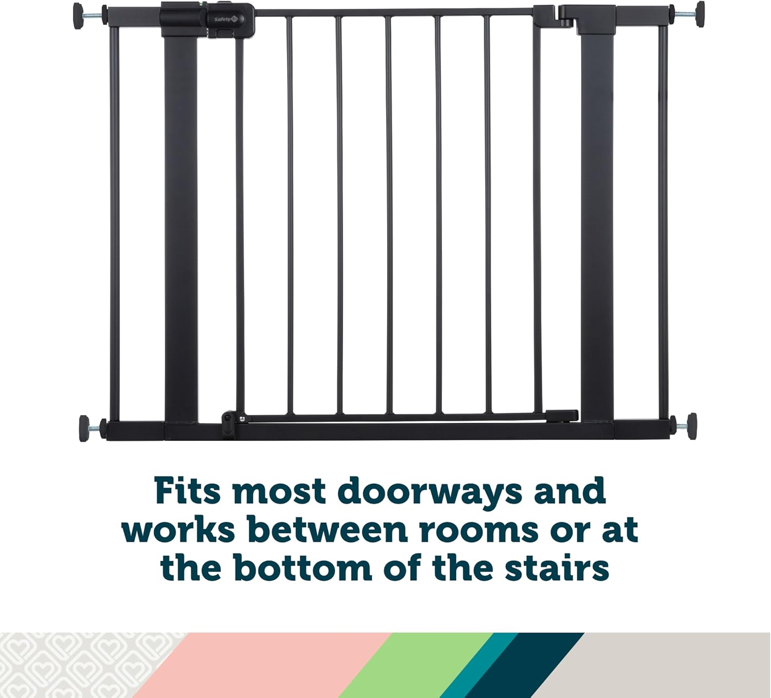 Safety 1st Easy Install Walk Thru Baby Gate for Doorway With Door, Dog Gates, Fits 29"-38", Easy Install 28" Tall, White