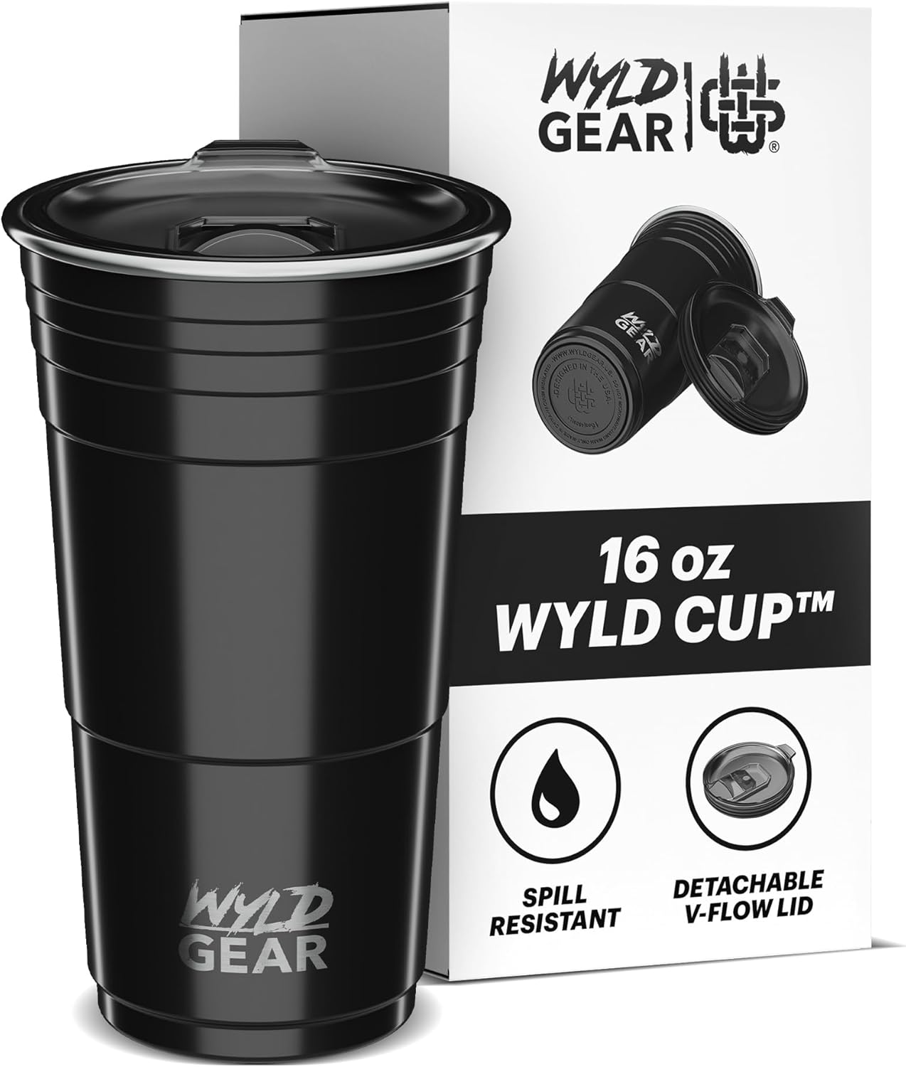 Wyld Gear Party Cup 24oz Red Stainless Steel Reusable Metal Cup with Lid