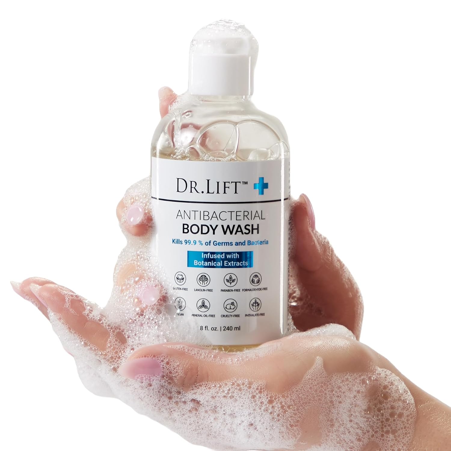 Dr. Lift Antibacterial Body Wash, Lemon, Spirulina, Vegan, 8 Fl Oz
