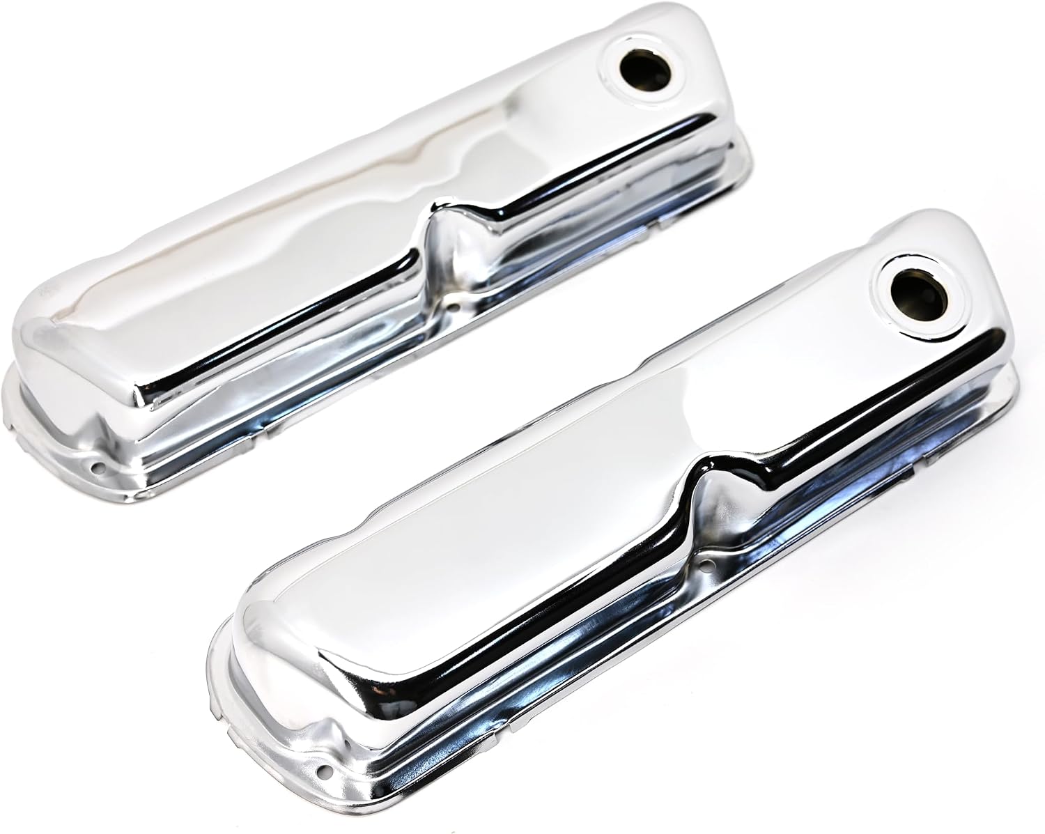 Steel Valve Covers Fits 1962–85 Ford SB 260‑289‑302‑351W – Smooth – 1 Hole – Chrome