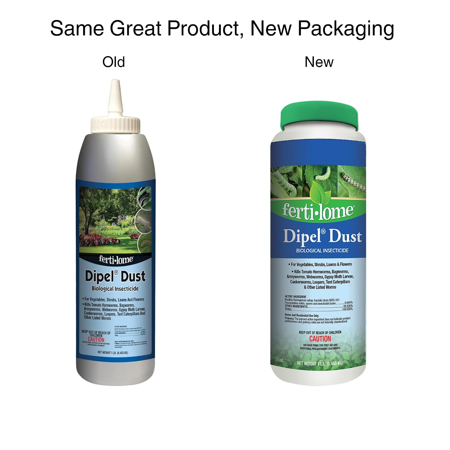 Fertilome (10859) Dipel Dust Biological Insecticide Bt, 4 lb | Bacillus thuringiensis (Bt) OMRI-eligible dust - Controls caterpillars & worms organically - Home gardeners