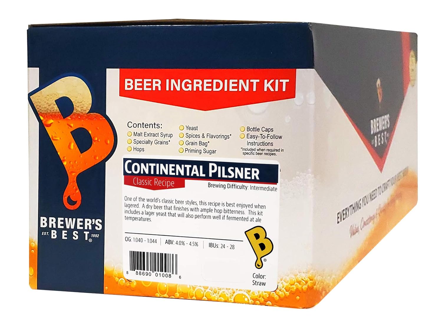 Brewer's Best - BIK-1008 Continental Pilsner Homebrew Beer Ingredient Kit Yellow