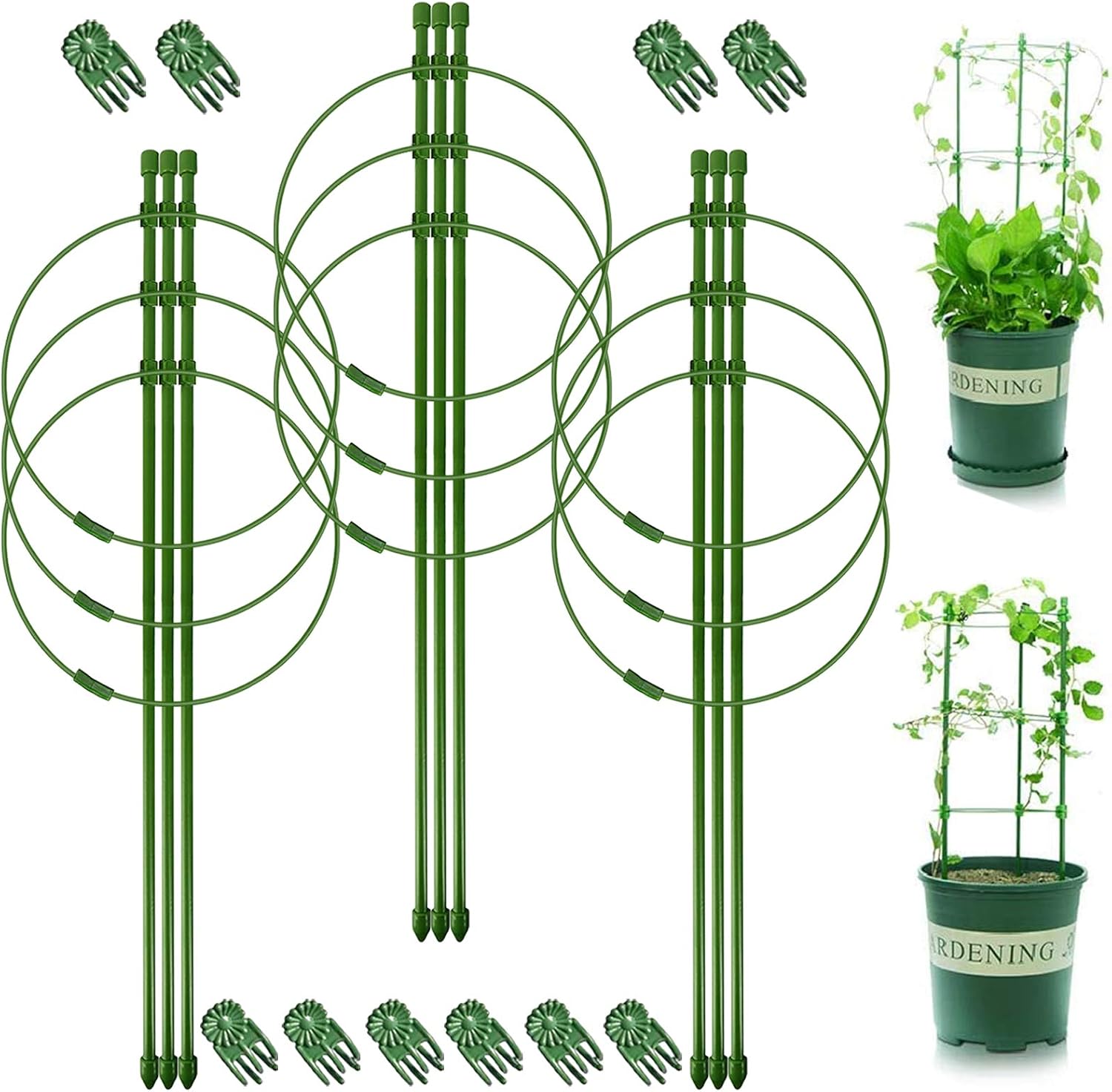 Legigo 3 Packs Plant Support Cages Tomato Cage for Garden- 18 Inch Adjustable Garden Cucumber Trellis Plant Stakes