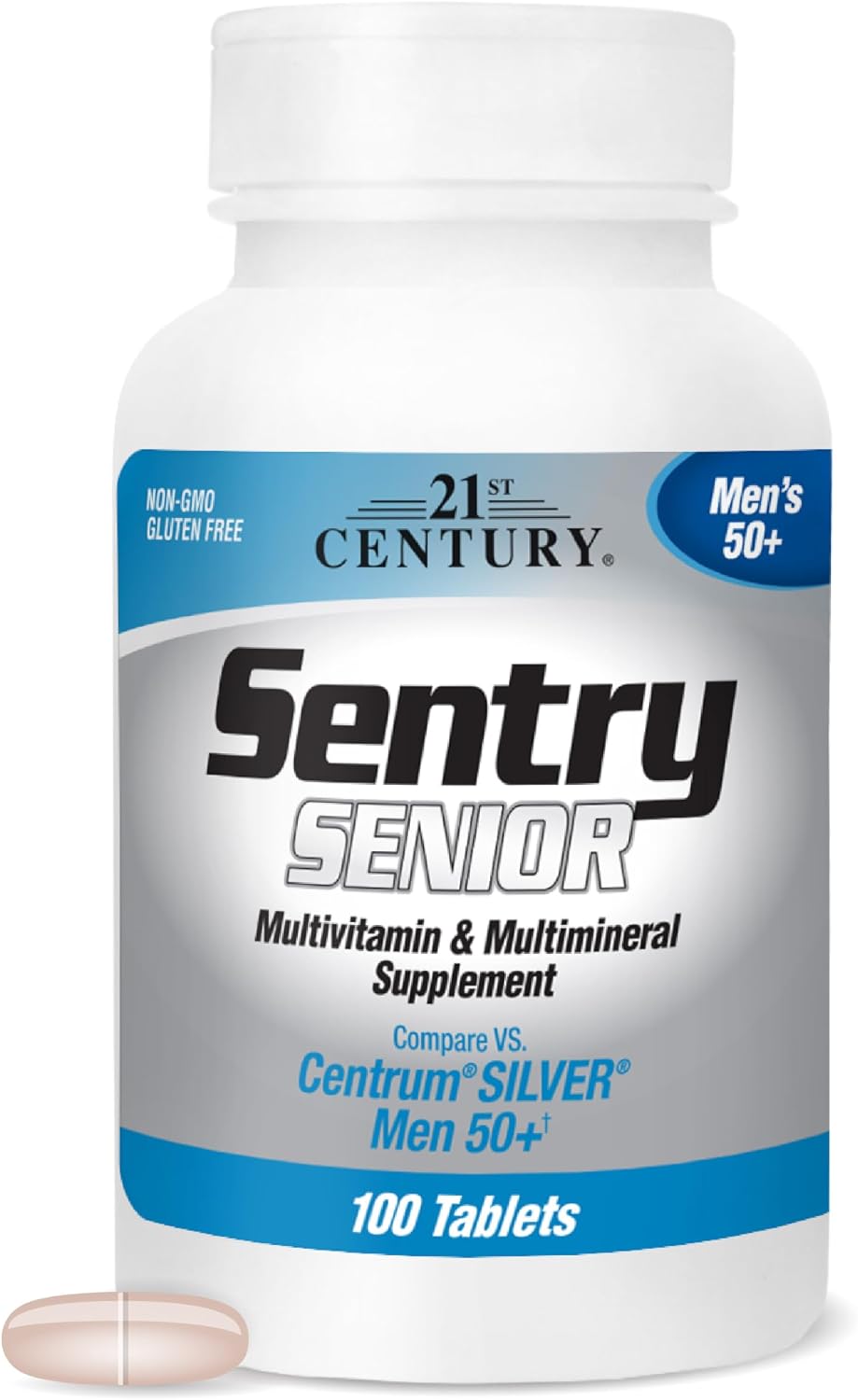 21st Century Sentry Senior Men 50+ Multivitamin Tablets, 100 Count | Complete Daily Multivitamin & Multimineral, Compare VS. Centrum® SILVER Men 50+