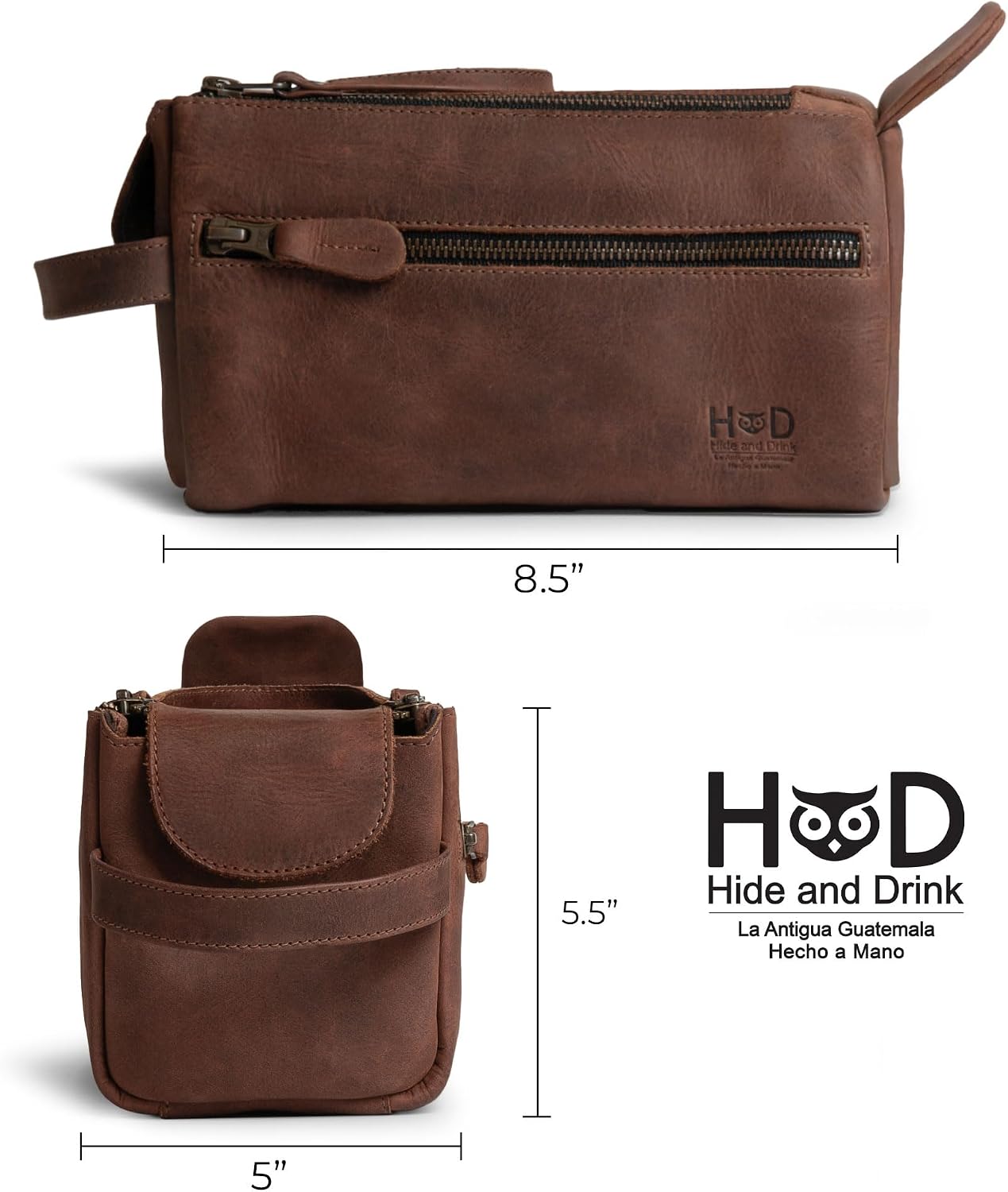 Hide & Drink, Toiletry Bag w/Handles, Hygiene Organizer, Travel Dopp, Razor Case, Bathroom, Shaving, Cosmetic Storage, Travel & Grooming Essentials