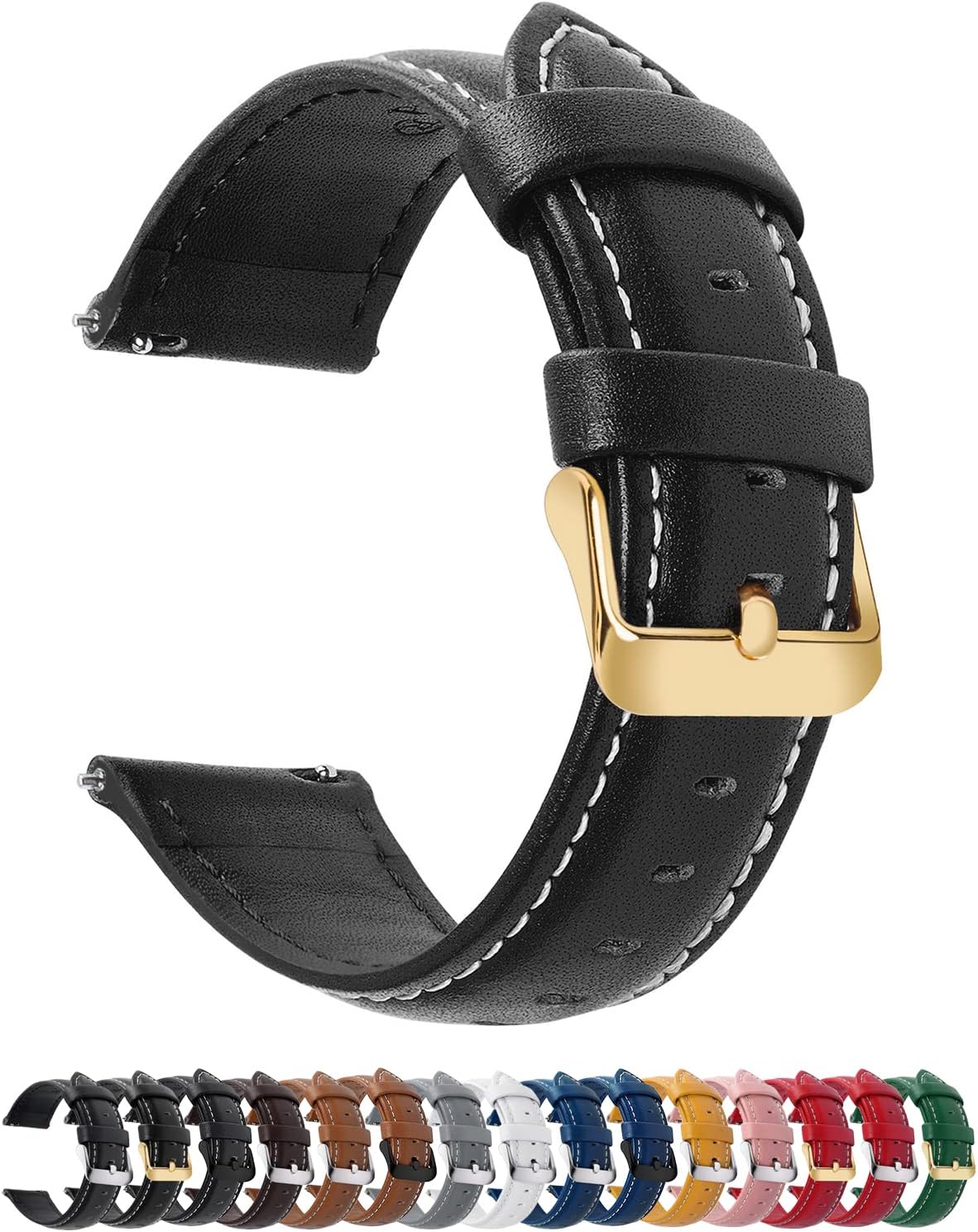 Fullmosa 22mm Quick Release Leather Watch Band for Garmin Samsung Galaxy | Strap for Garmin Vivoactive 4 45mm,Garmin Venu 4(45mm)/Venu 3/Venu 2,Samsung Galaxy Women Men, Red&Silver Buckle
