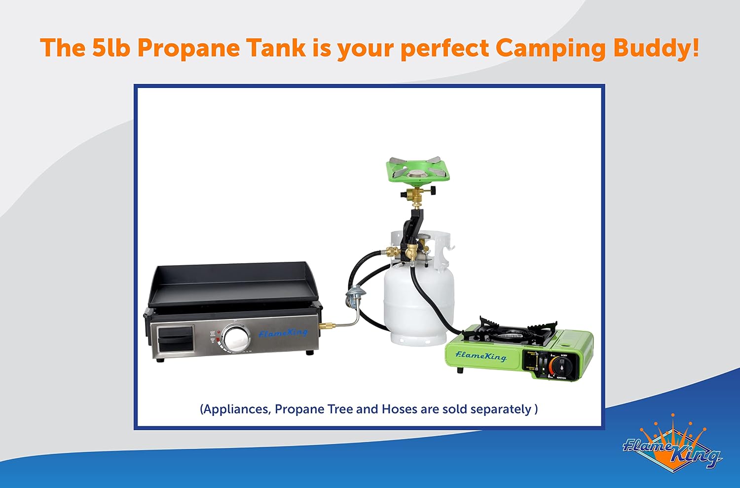 FLAME KING YSN5LB 5 Pound Propane Tank Cylinder, Great For Portable Grills, Fire Pits, Heaters And Overlanding, White | camping-hammocks