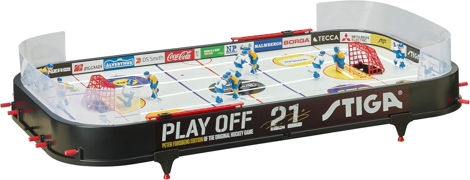 STIGA Table-Top Rod Hockey Game Play Off 21 – Classic Ice Hockey Action with Enhanced Features, Easy Assembly, Includes 2 Pucks – Fun for All Ages