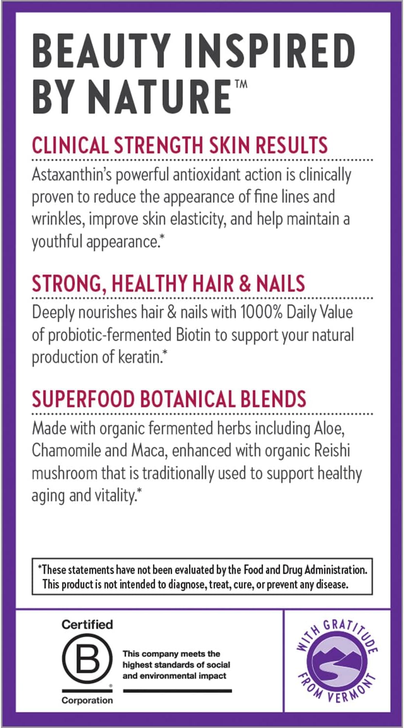 New Chapter Hair Skin & Nails Vitamins with Fermented Biotin+astaxanthin Vegetarian Capsule, 30 Count (Pack of 1)