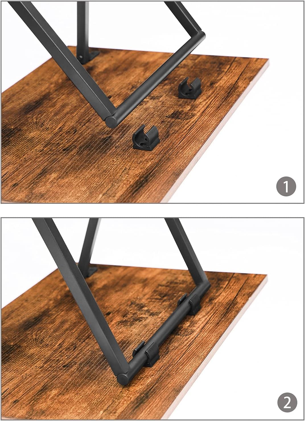 HOOBRO Folding TV Tray Tables, Set of 2 Side Table for Small Space, Industrial Snack Tables for Eating at Couch, Stable Metal Frame, Easy Assembly