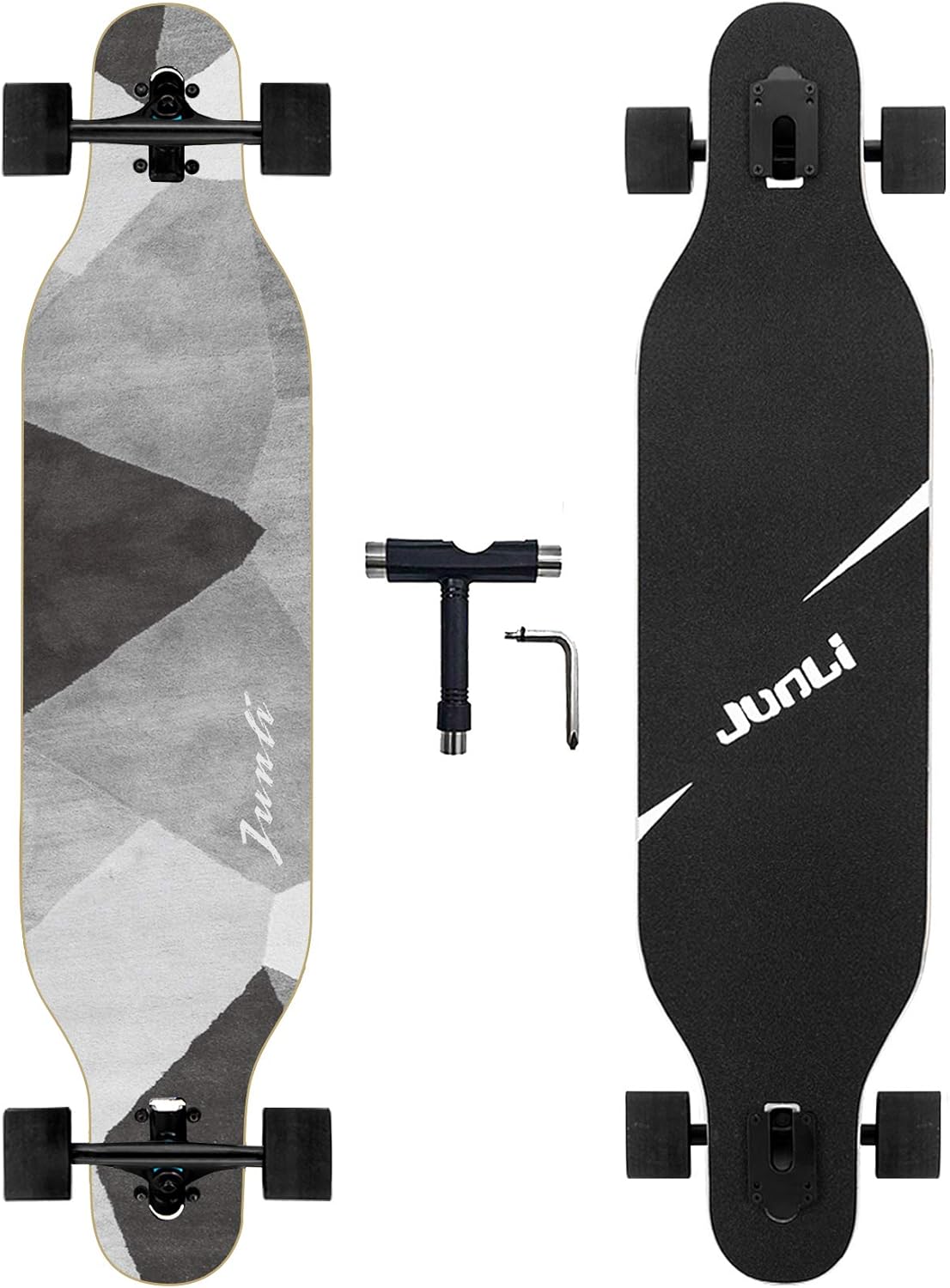 Junli 41 Inch Freeride Skateboard Longboard - Complete Skateboard Cruiser for Cruising, Carving, Free-Style and Downhill