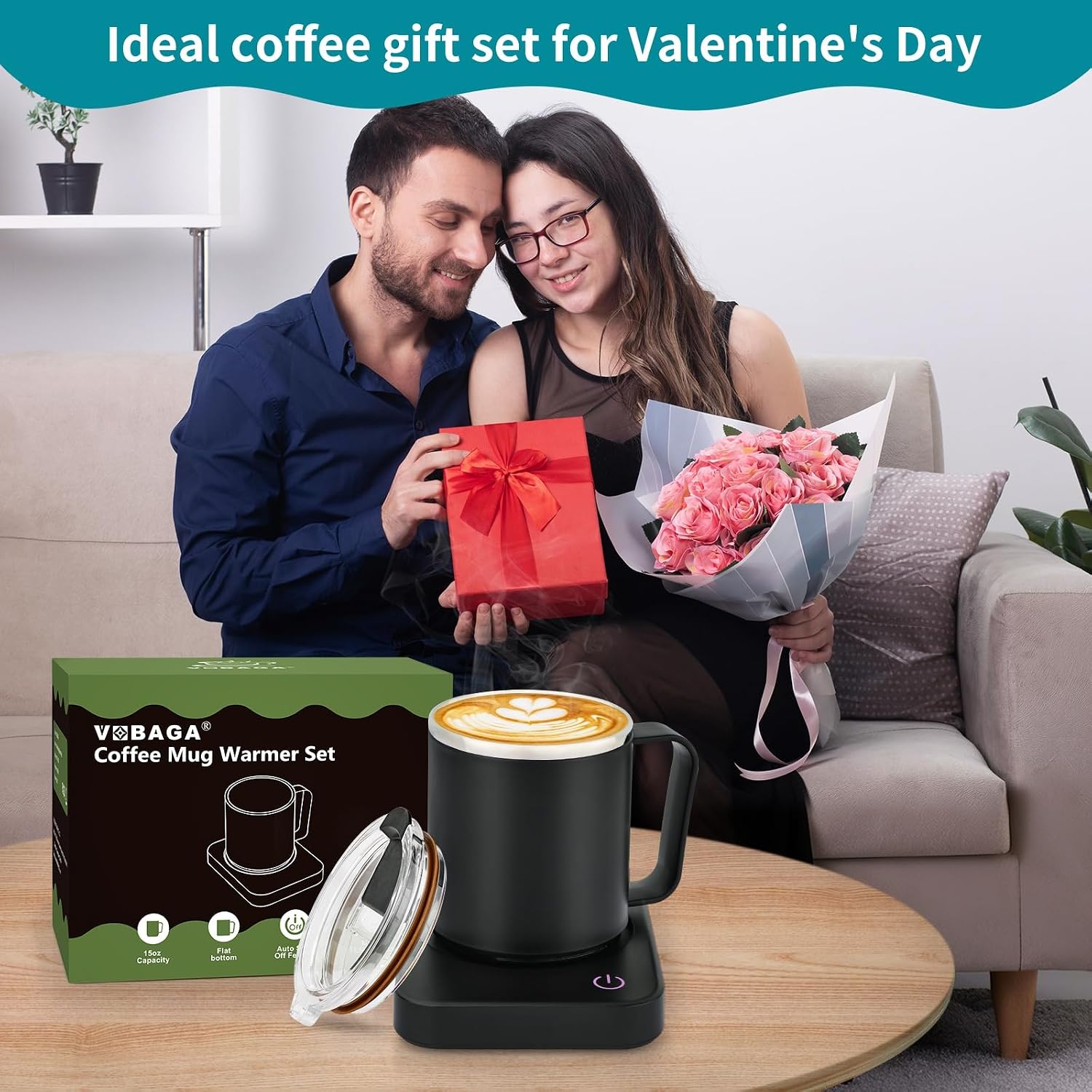 VOBAGA Coffee Mug Warmer for Desk with Auto Shut Off & 3-Temp Settings, Coffee Cup Warmer with Smart Safety Alert Home Office Accessory