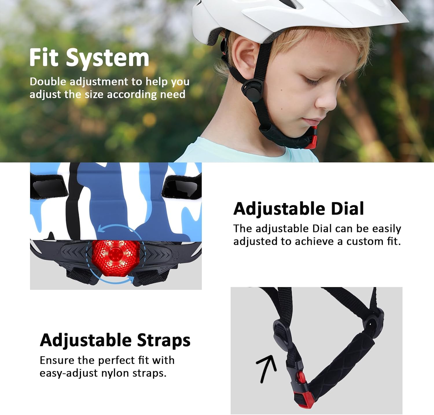 Kids Bike Helmet, Toddler Youth Helmet for Boys Girls, Ages 3-5, 5-8, 8-14