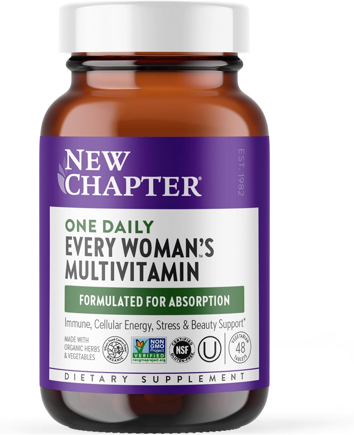 New Chapter Every Woman's One Daily Multivitamin - Bone, Energy & Immune Support* - Whole-Food Fermented Nutrients - No Added Sugar - Vegetarian & Gluten-Free - 72 Tablets