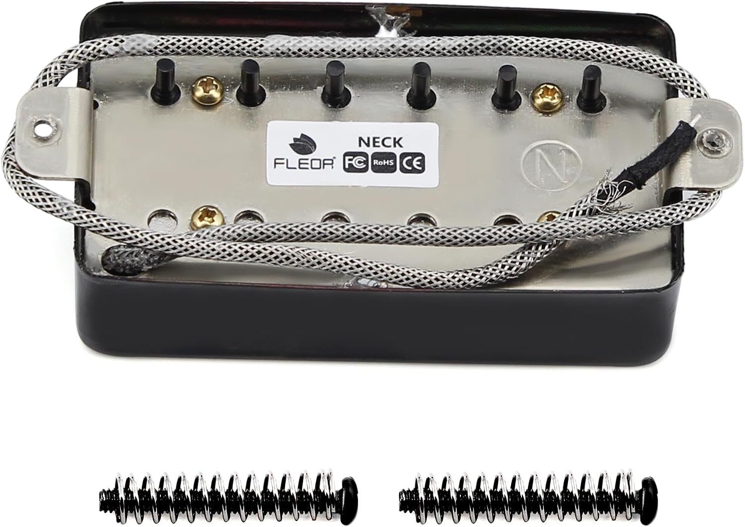 FLEOR Alnico5 Guitar Humbucker Pickup Set Chrome Bridge & Neck Pickups Compatible with LP style Guitar Part