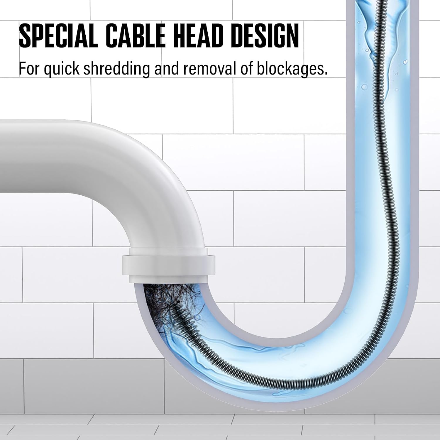 POPULO 25FT Replaceable Cable, Compatible with POPULO Electric Drain Auger(CADL-2004, PEDC-23), Supports Manual Operation.