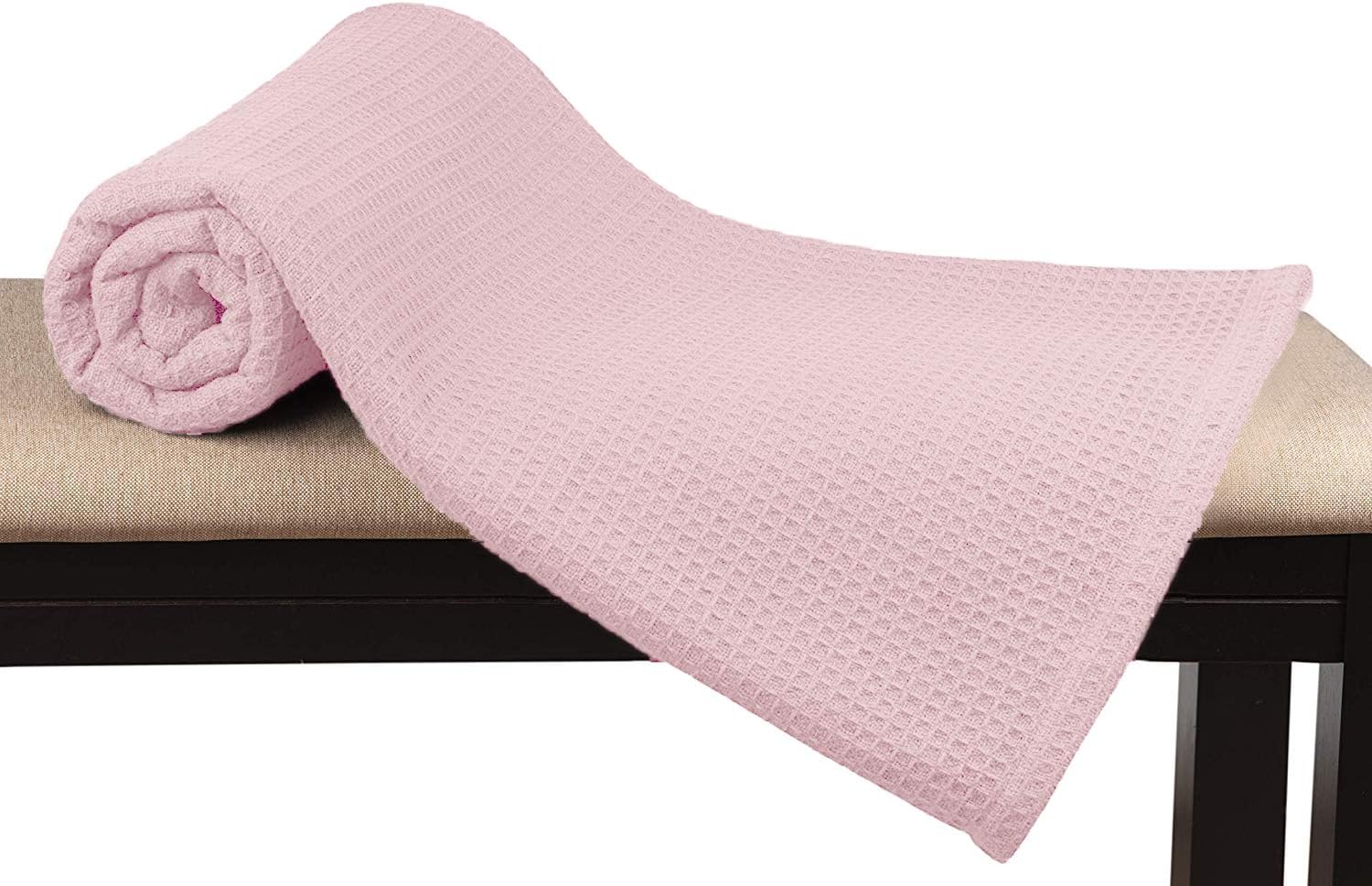 Glamburg 100% Cotton Thermal Bed Blanket, Soft Waffle, Queen Size, All Season, Navy Blue