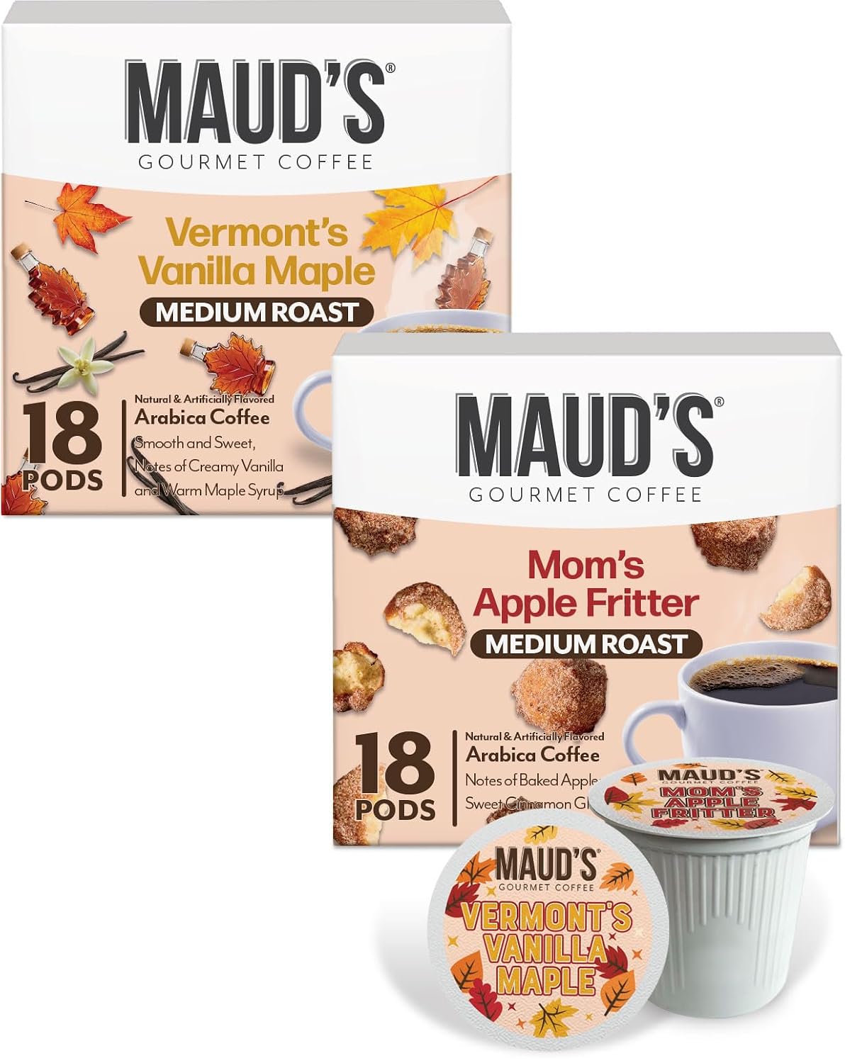Maud's Family Pack Coffee Pods Variety Pack, 136ct, 12 Assorted Flavors | Medium Roast Flavored Coffee in Single Serve Pods – 100% Arabica Coffee, Compatible with Keurig Coffee Makers