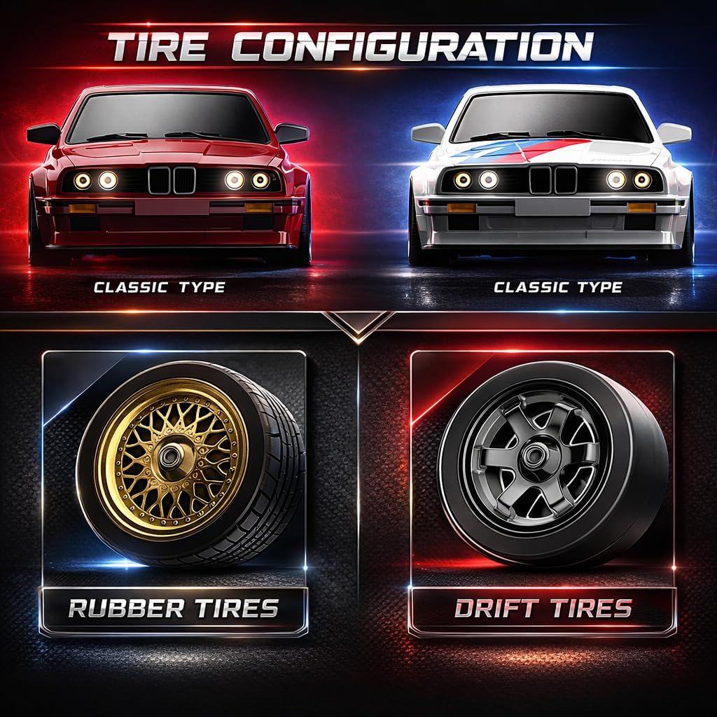 RC Drift Car 2.4GHz 1:16 Scale 4WD 30KM/H High Speed Remote Control Cars Vehicle with LED Lights Drifting Tires Racing Sport Toy Cars for Adults Boys Girls Kids Gift