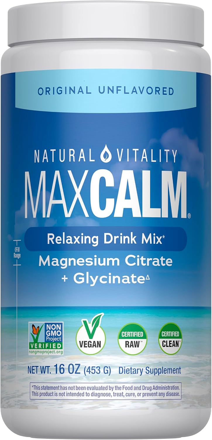 Natural Vitality Calm, Magnesium Supplement, Anti-Stress Drink Mix Powder, Gluten Free, Vegan, & Non-GMO, Original Unflavored, 16 oz