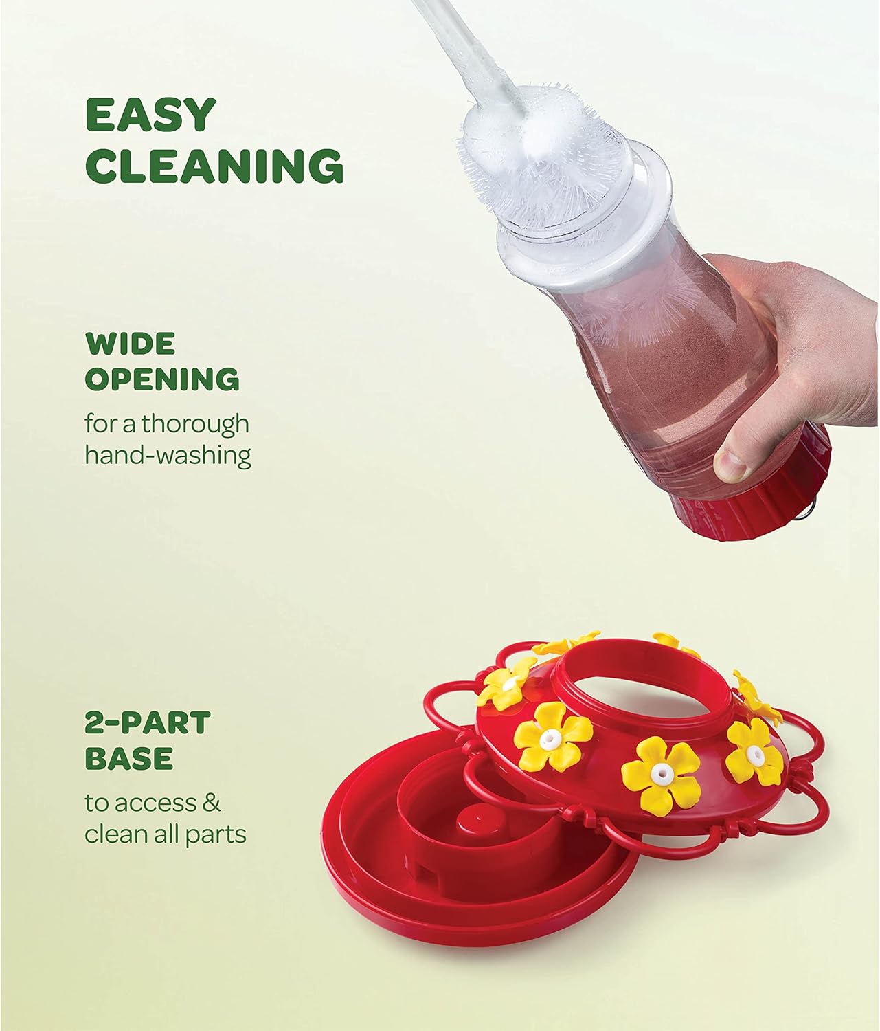 Hummingbird Feeder [Set of 2] Leakproof Clear Plastic 10 oz Wide Mouth.