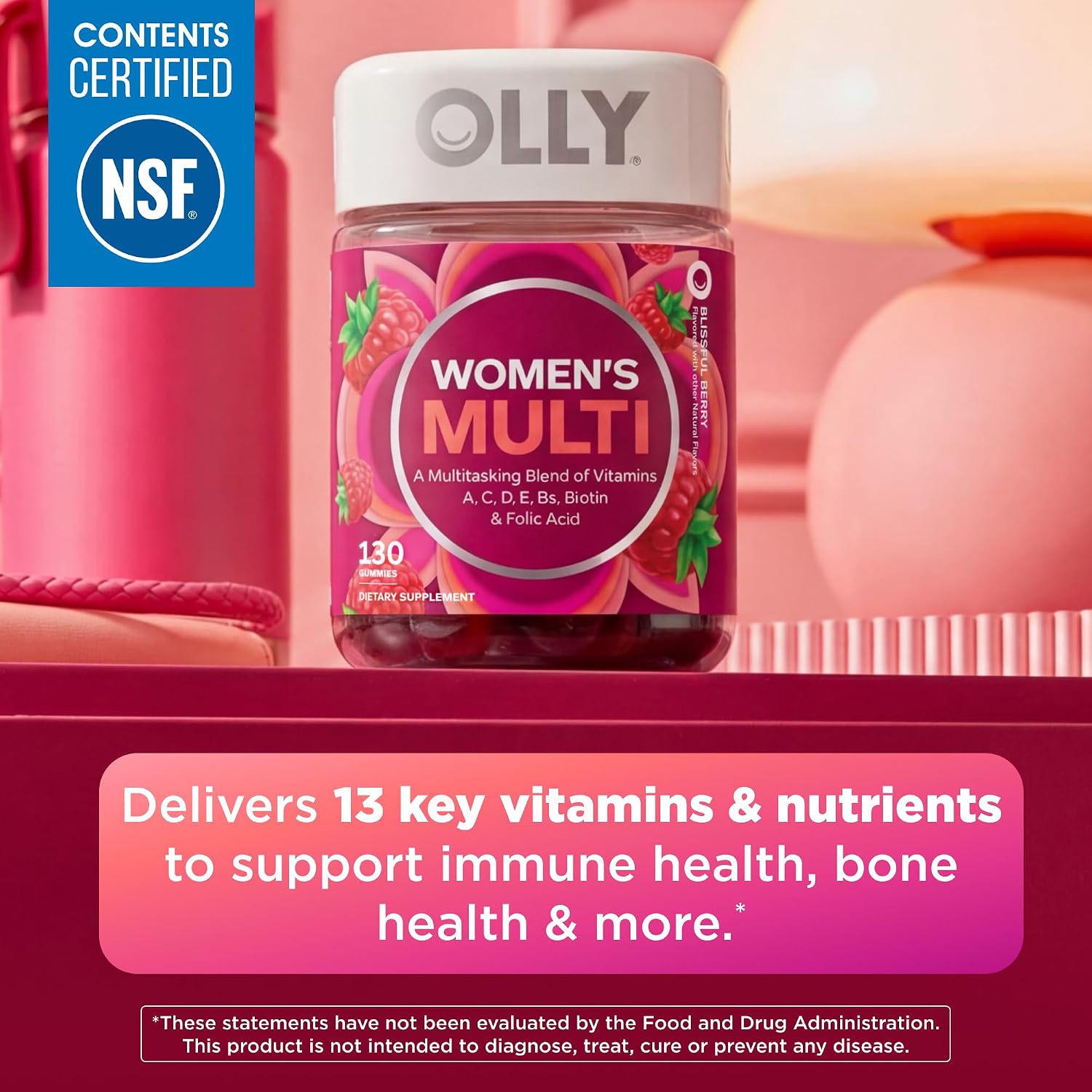 OLLY Women's Multivitamin, Supports Overall Wellness,* Biotin - 90 Count