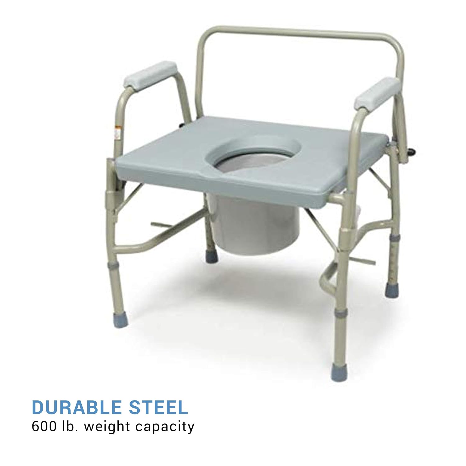 Lumex 3-in-1 Bariatric Bedside Commode – Raised Toilet Seat & Safety Rails, 600 lb Capacity, Extra-Wide Seat