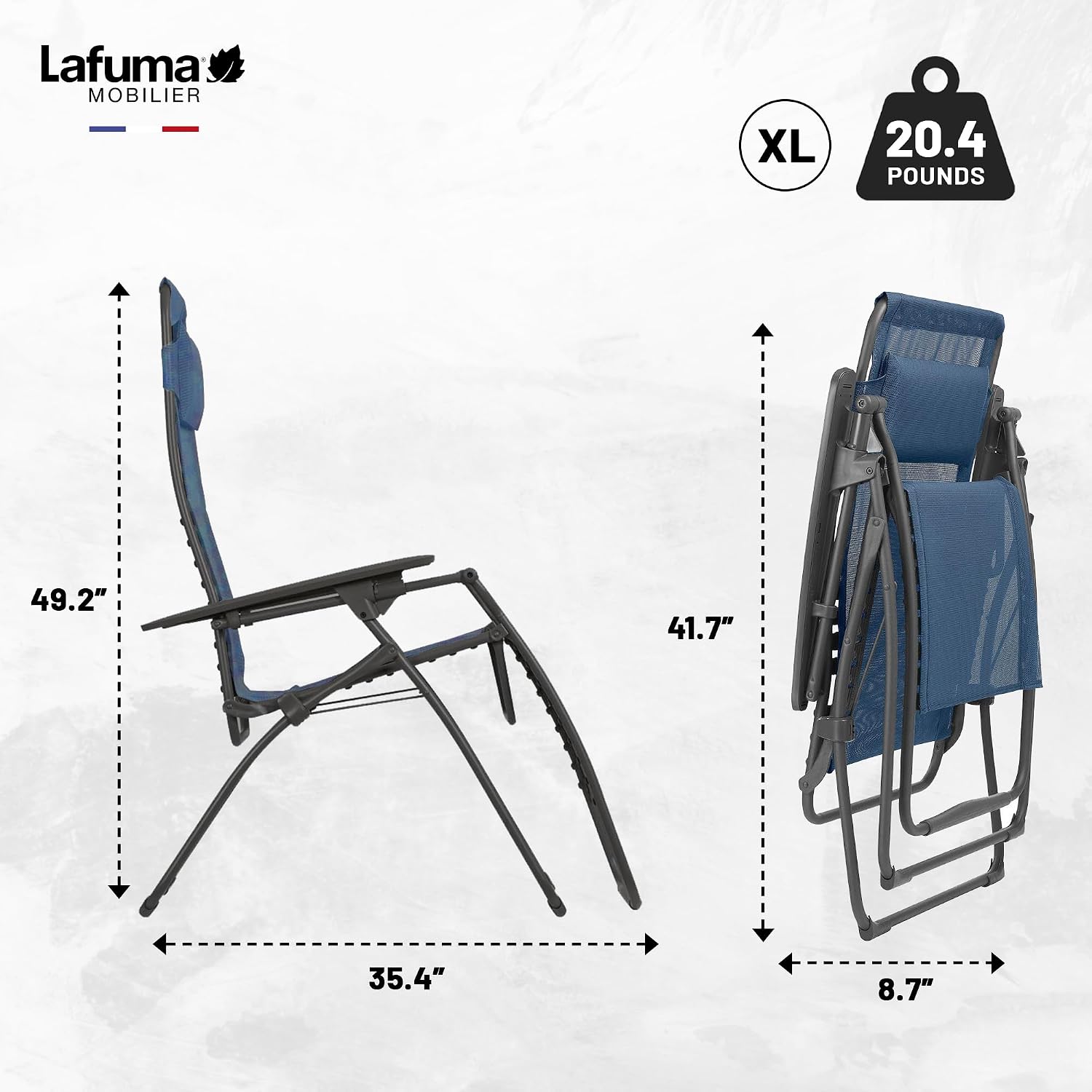 Lafuma Futura Series Patio and Poolside Zero Gravity Outdoor Lounge Recliner Chair with Adjustable and Removable Headrest, Moss Green